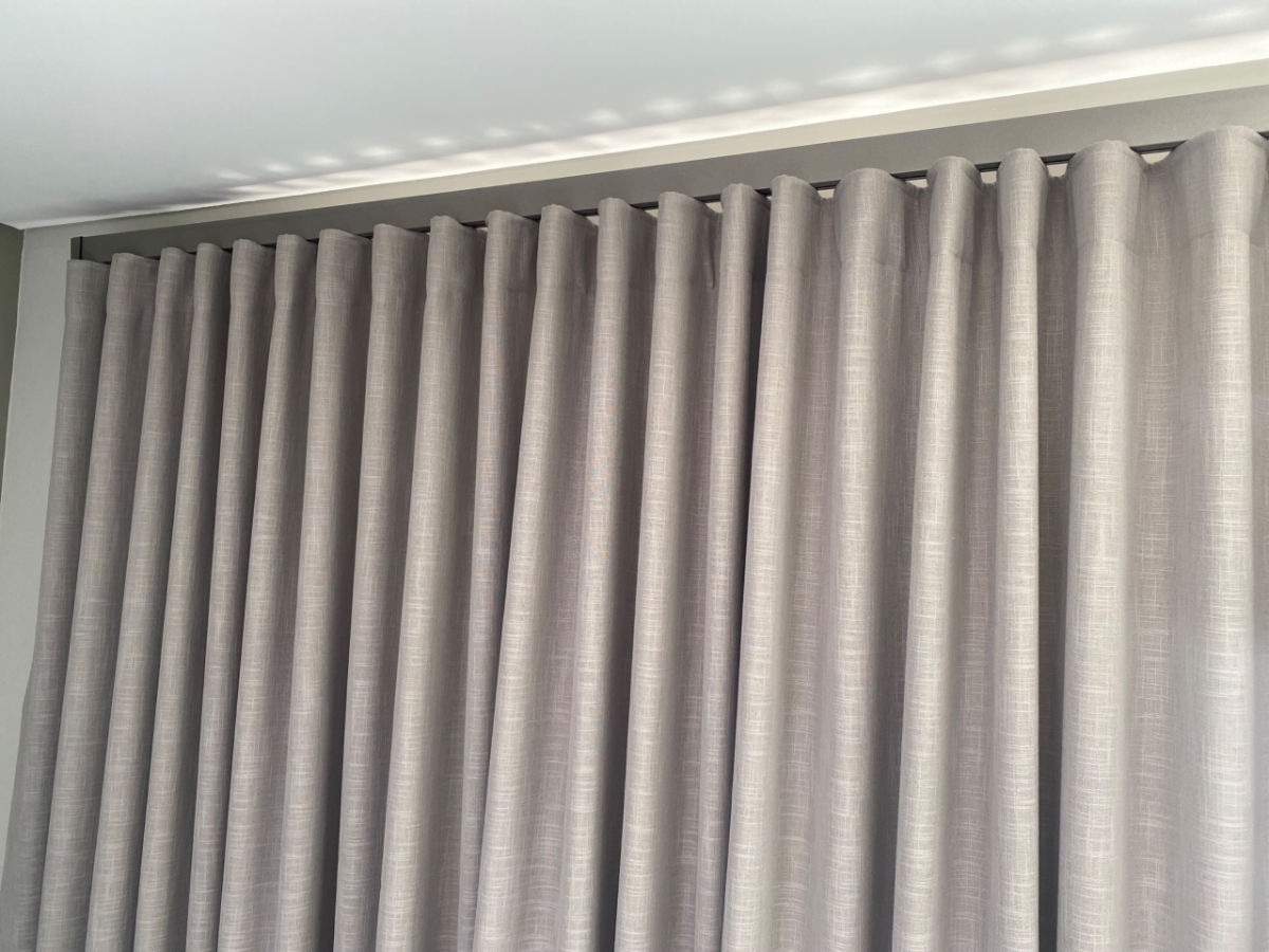 Curtains in sandy colour